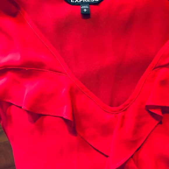 Express Red Ruffle Blouse - Picture 5 of 8